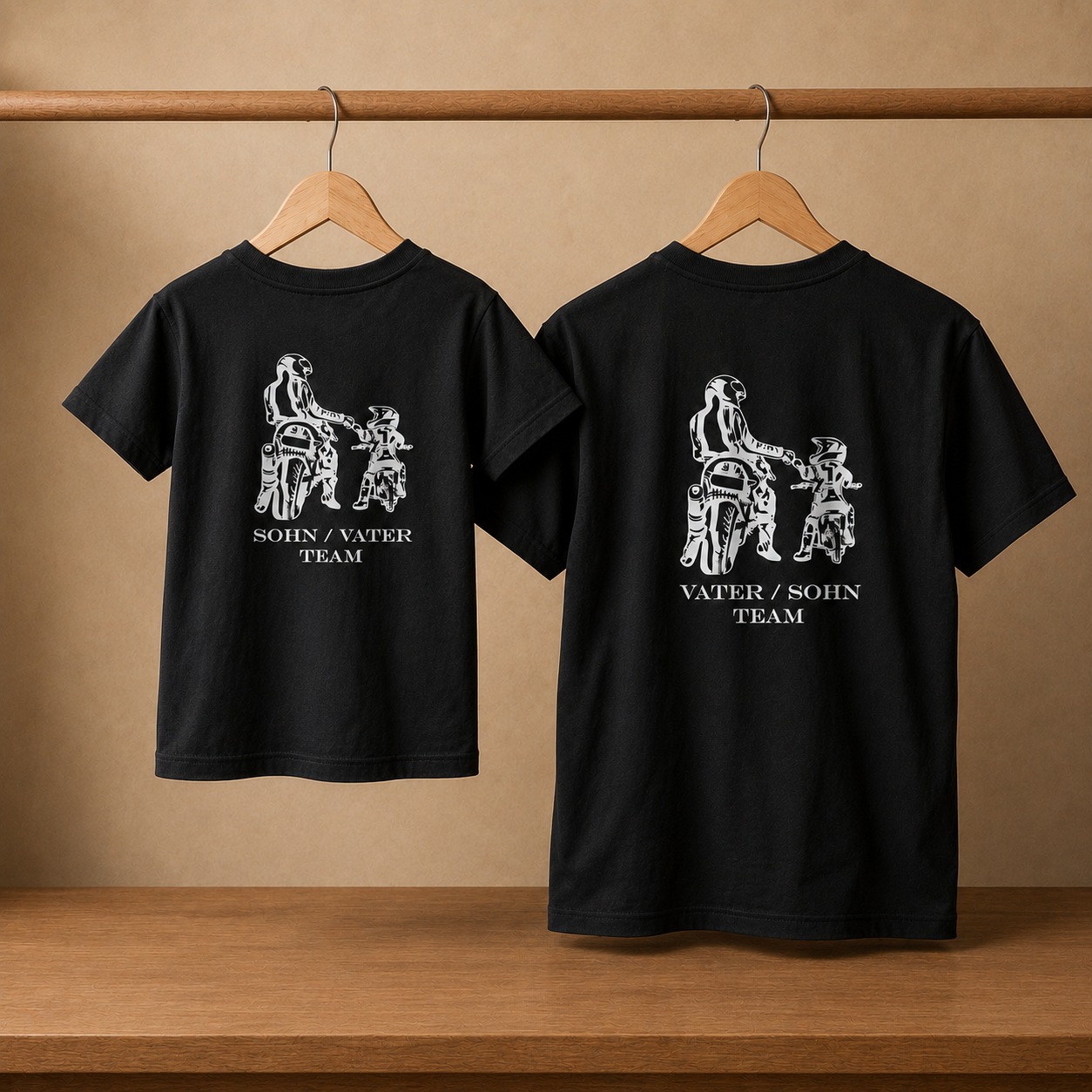 Vater-Sohn-Shirts mit Motorradmotiv